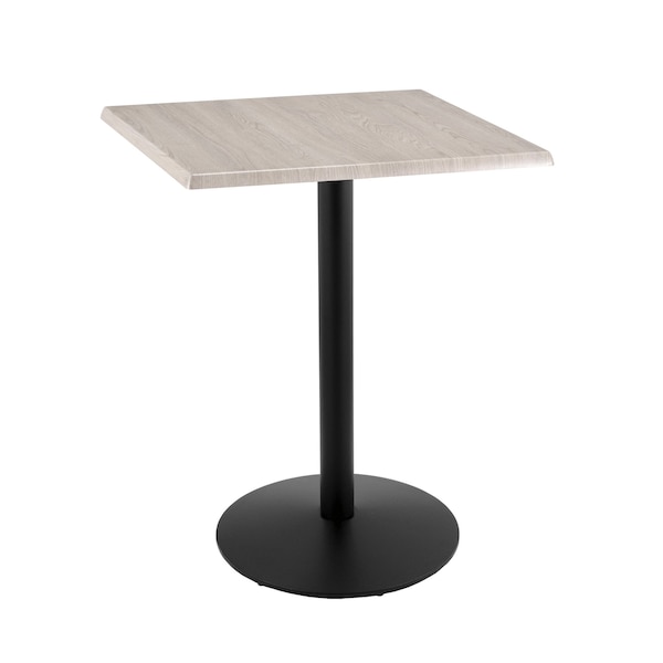 42" Tall OD214 Black Table Base 22" Diameter 30" x 30" Square White Ash Top by the HollBar Stool Co.